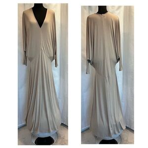 Zara Beige tan brown natural bat wing sleeve Maxi Dress Size S